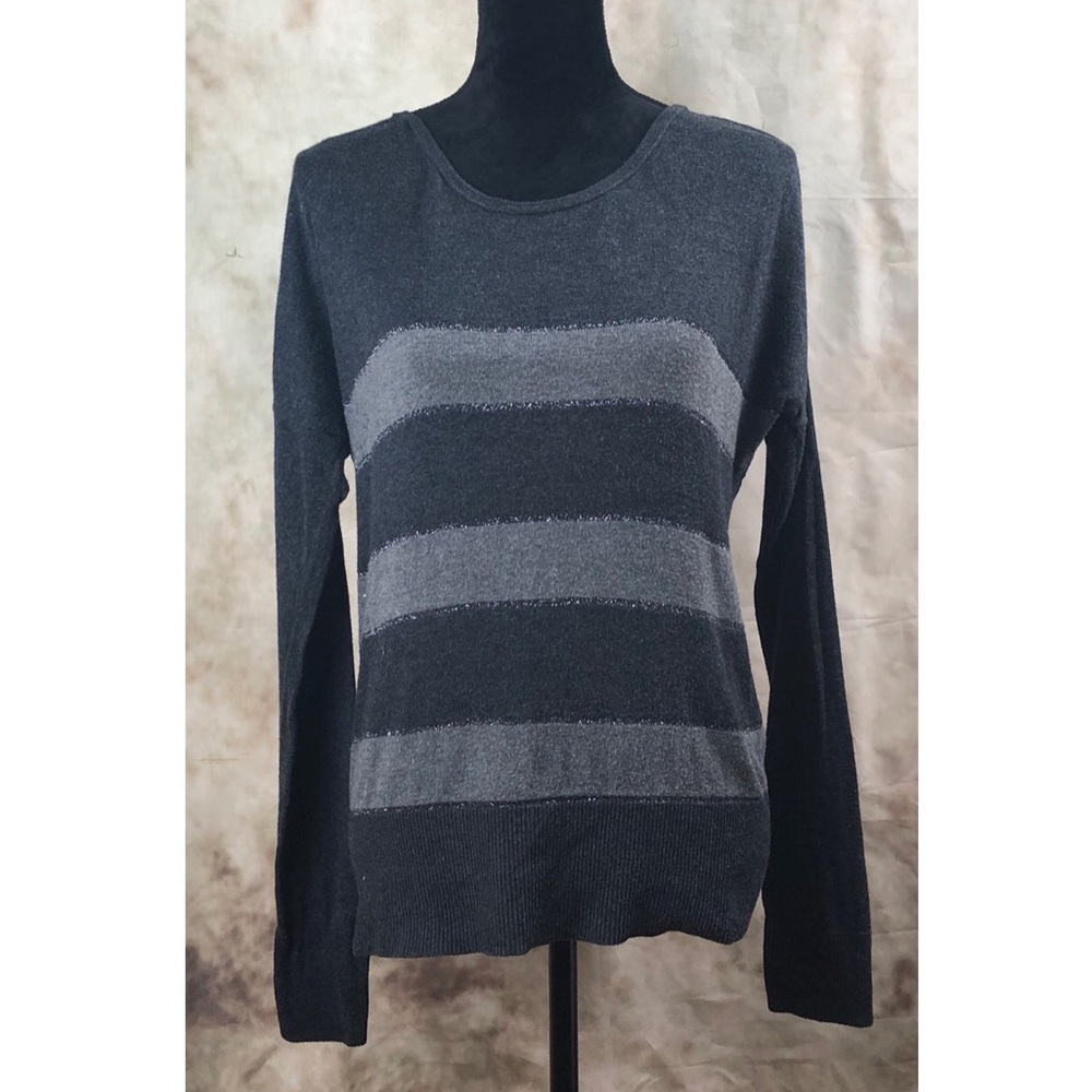 ANN TAYLOR LOFT Gray Striped Sweater
